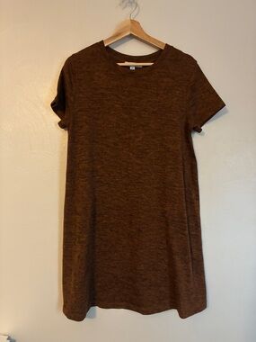 She + Sky Chocolate Brown Knit Tee Dress